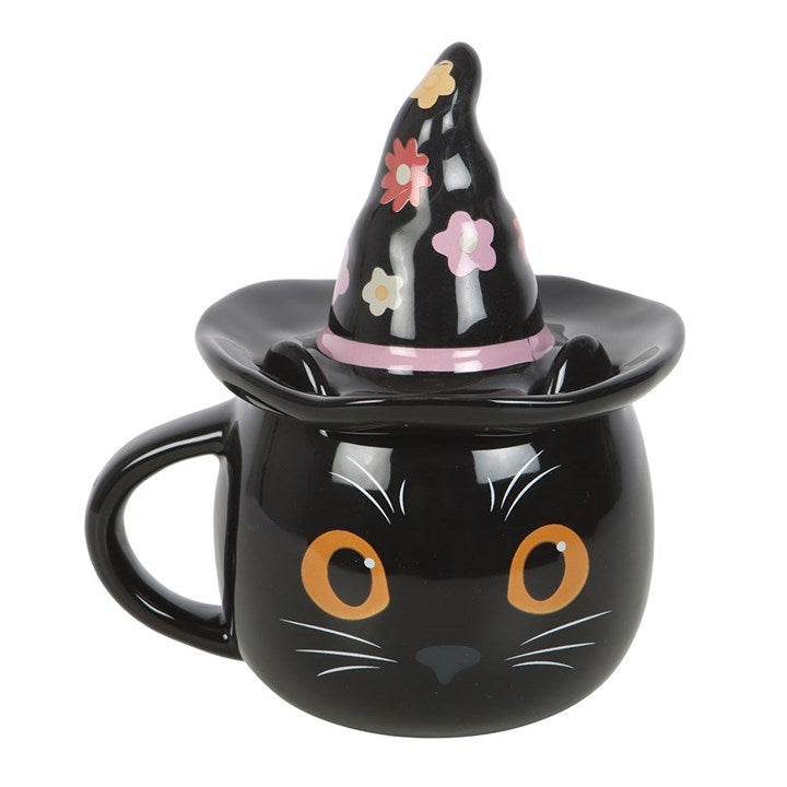 Groovy Witch Cat Lidded Mug N/A