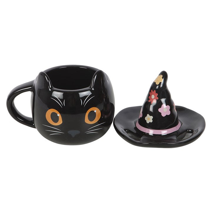 Groovy Witch Cat Lidded Mug N/A