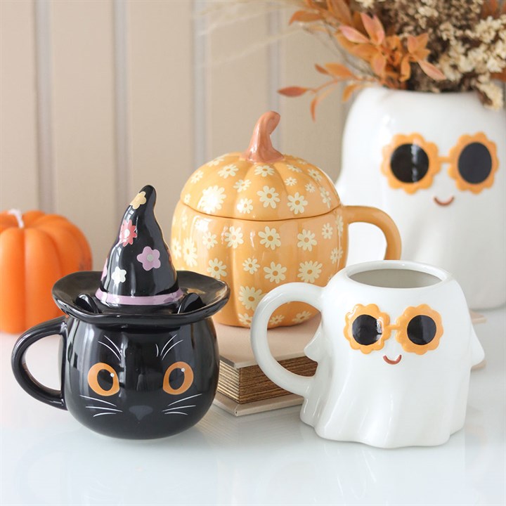Groovy Witch Cat Lidded Mug N/A