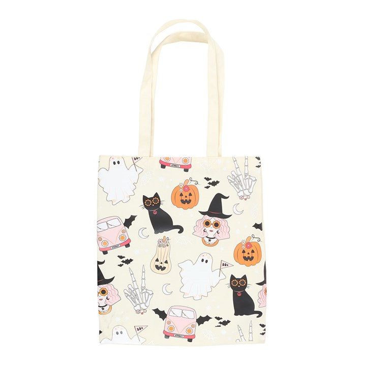 Groovy Ghost Print Polycotton Tote Bag N/A