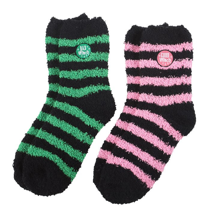Set of 2 Good Witch and Bad Witch Fluffy Socks N/A