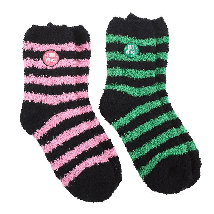 Set of 2 Good Witch and Bad Witch Fluffy Socks N/A