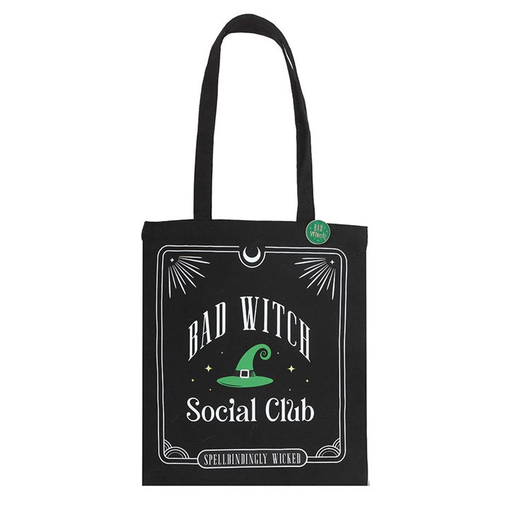 Bad Witch Social Club Polycotton Tote Bag with Pin Badge N/A