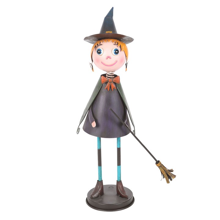 Metal Witch Ornament with Broom N/A