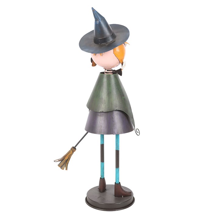 Metal Witch Ornament with Broom N/A