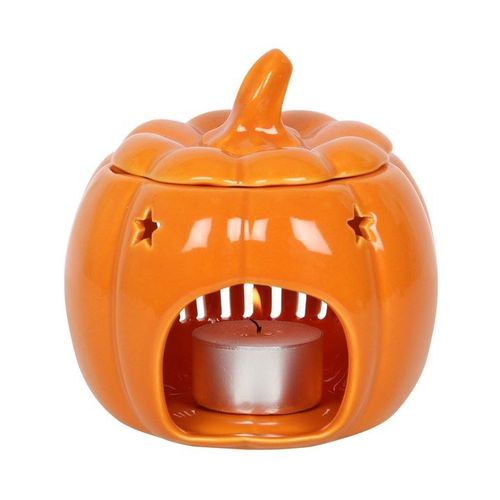 Hello Autumn Pumpkin Oil Burner Front Orange White