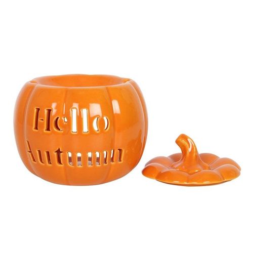 Hello Autumn Pumpkin Oil Burner Top Off Orange White