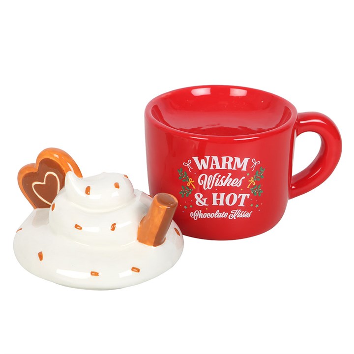 Hot Chocolate Mug Shaped Oil Burner Front Red White