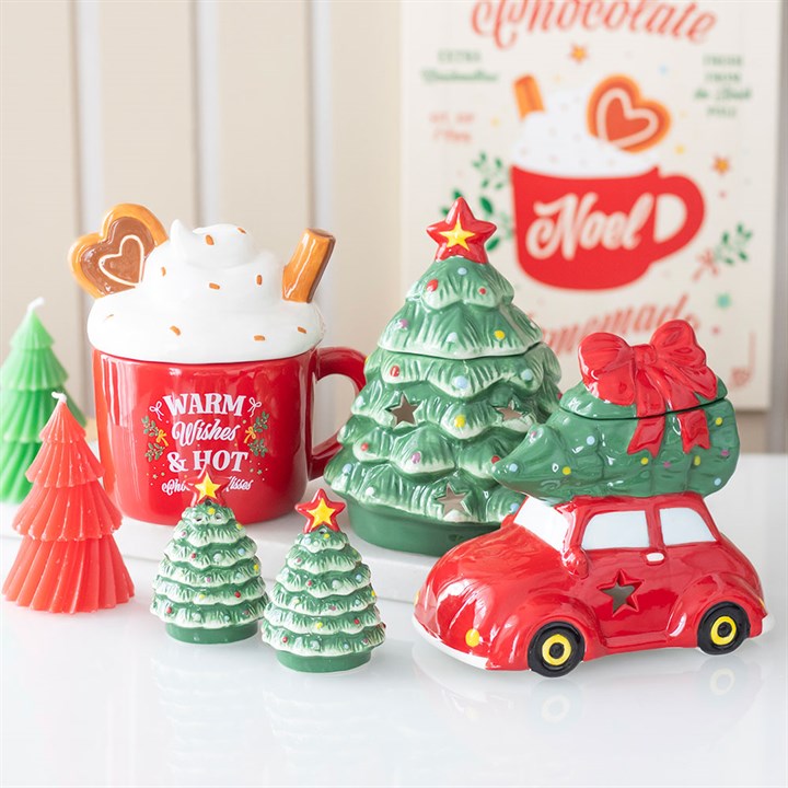 Hot Chocolate Mug Shaped Oil Burner Front Red White