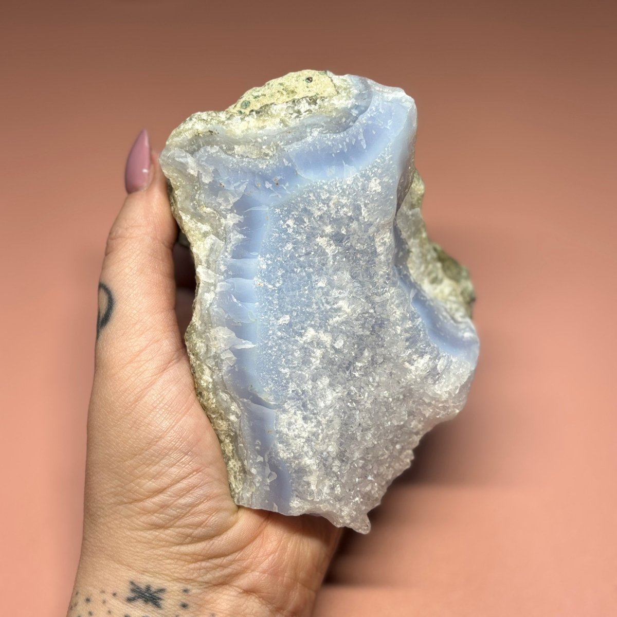 Blue Lace Raw Crystal - Witch, Pagan, Witchcraft, Spiritual