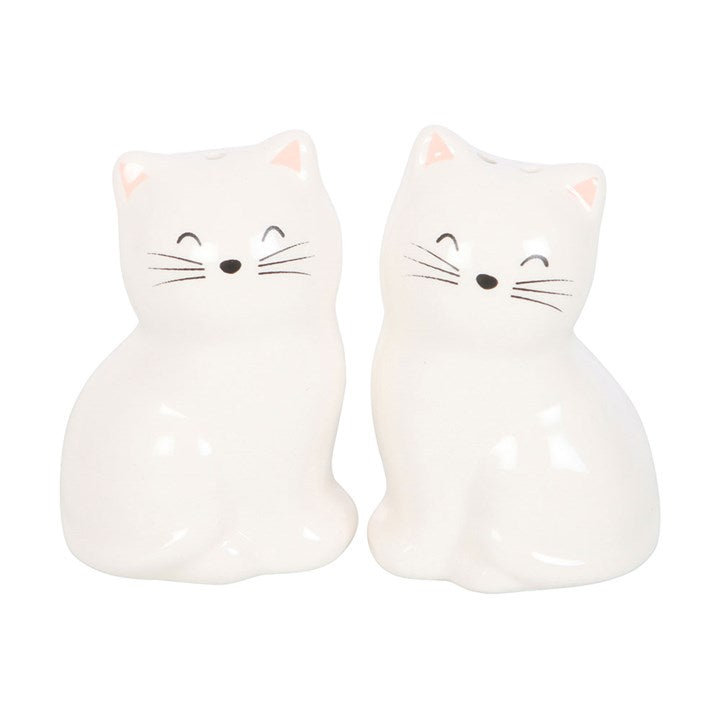 White Cat Shaped Salt and Pepper Shakers N/A