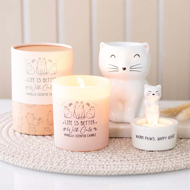 White Happy Cat Oil Burner N/A