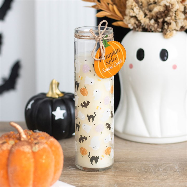 Sweet and Spooky Print Candy Corn Tube Candle N/A