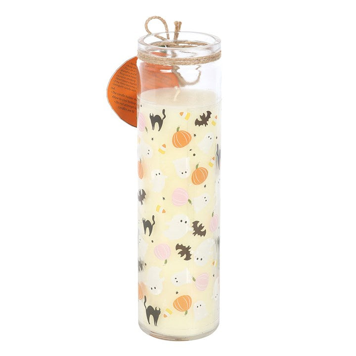 Sweet and Spooky Print Candy Corn Tube Candle N/A