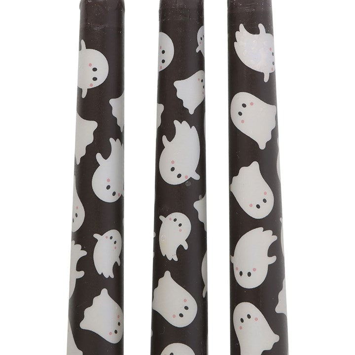 Set of 3 Ghost Print Taper Candles N/A
