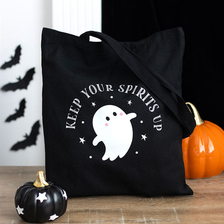 Keep Your Spirits Up Ghost Polycotton Tote Bag N/A