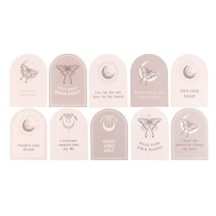 Luna Moth Affirmation Cards with Wooden Stand N/A