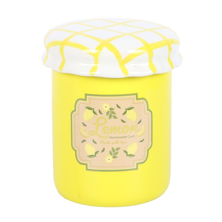 Lemon Curd Jar Oil Burner and Wax Warmer Front Yellow White