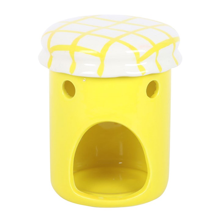 Lemon Curd Jar Oil Burner and Wax Warmer Front Yellow White