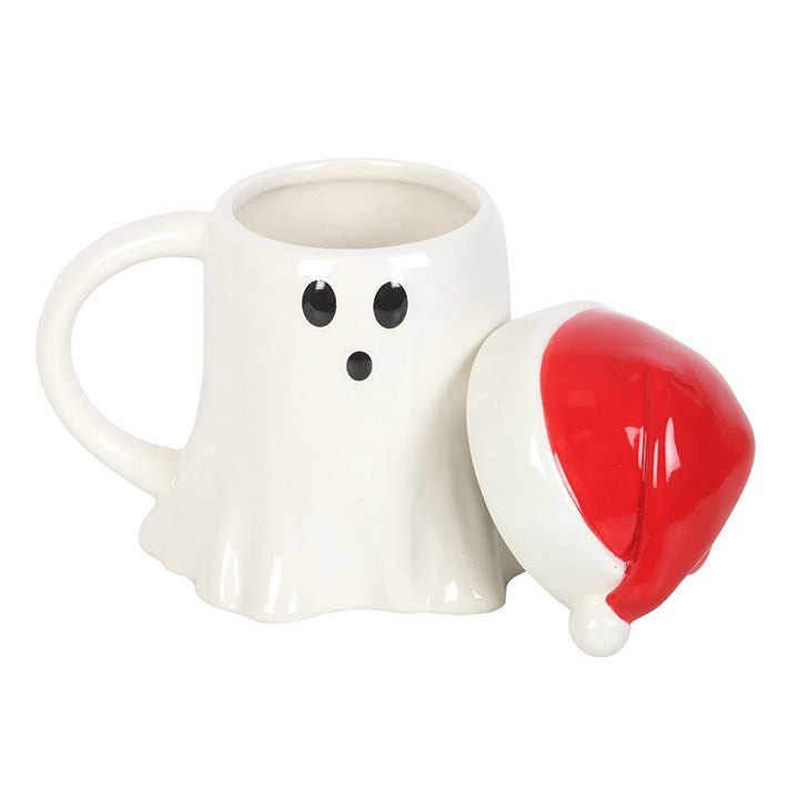 Ghost Shaped Mug with Santa Hat Lid N/A