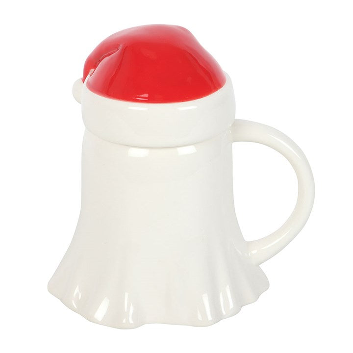Ghost Shaped Mug with Santa Hat Lid N/A