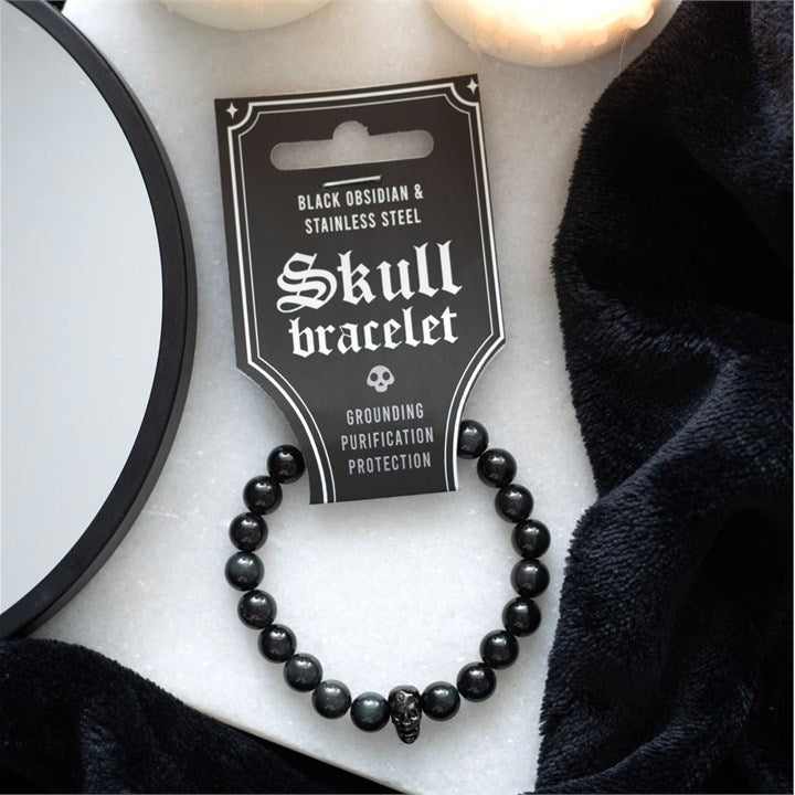 Black Obsidian Skull Bracelet N/A