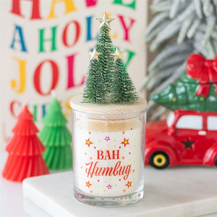 Bah Humbug Orange & Clove Glass Candle with Tree N/A