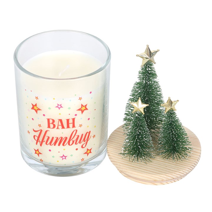 Bah Humbug Orange & Clove Glass Candle with Tree N/A