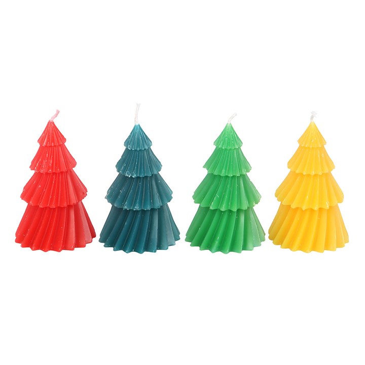 Set of 4 Colourful Christmas Tree Candles N/A