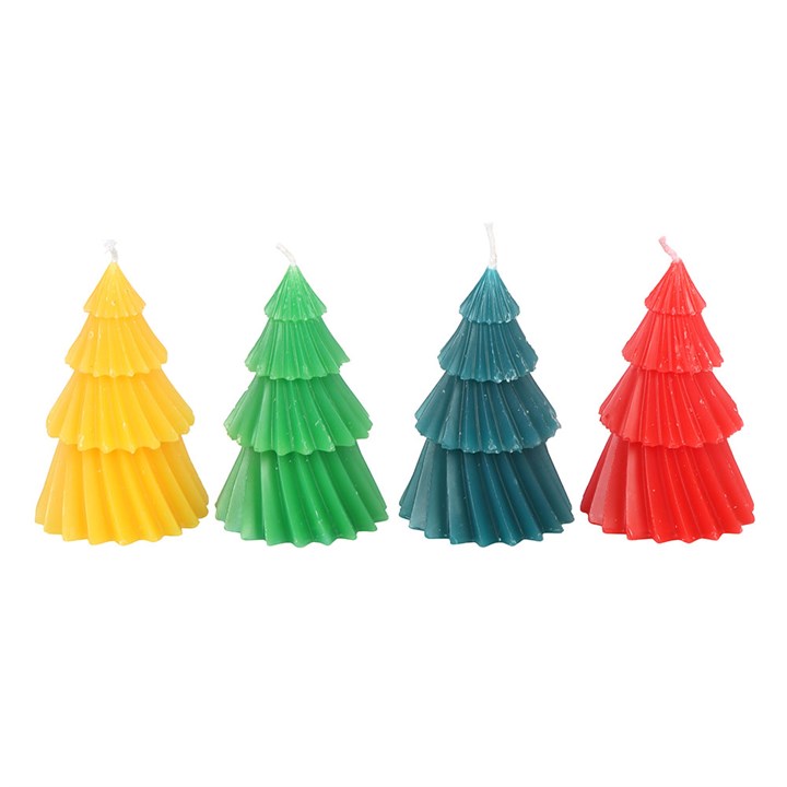 Set of 4 Colourful Christmas Tree Candles N/A