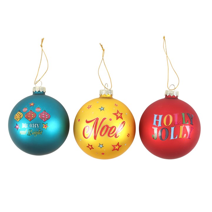 Set of 3 Nostalgic Christmas Glass Baubles N/A