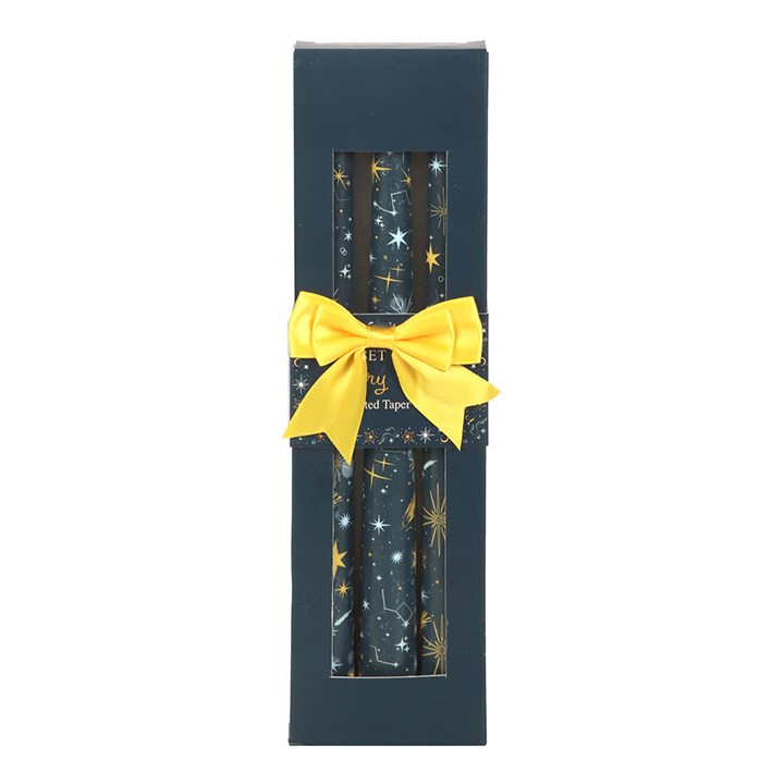Set of 3 Starry Night Taper Candles N/A