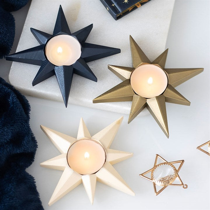 Cream Star Tealight Candle Holder N/A