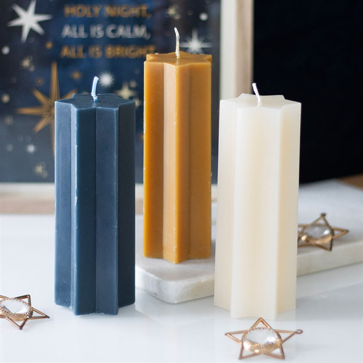 Cream Starry Night Star Shaped Taper Candle N/A