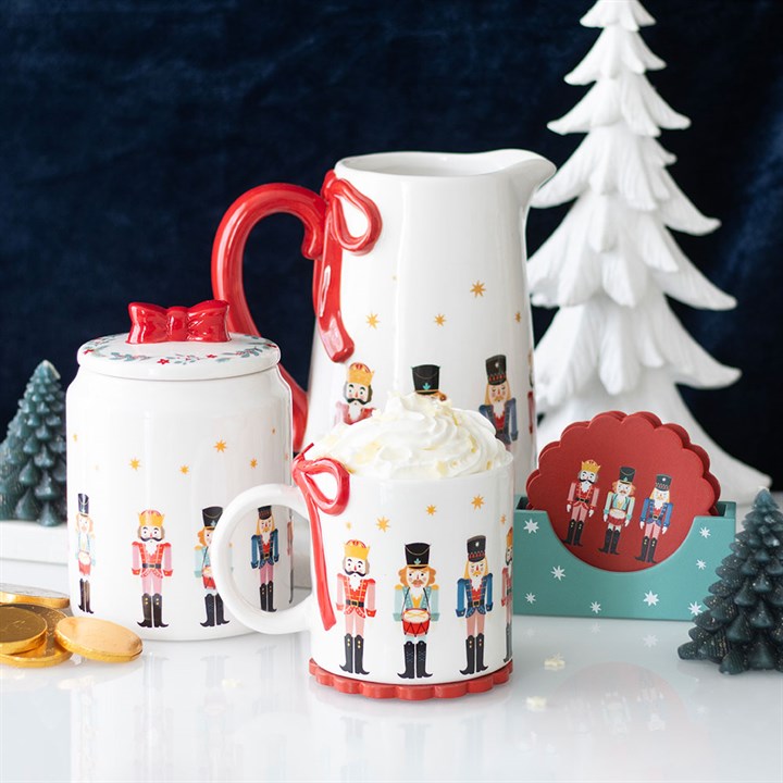 Nutcracker Print Mug with Bow N/A
