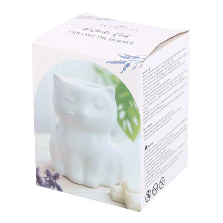 Shiny White Cat Oil Burner N/A