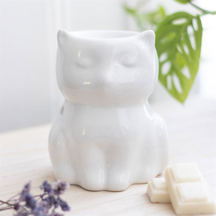 Shiny White Cat Oil Burner N/A