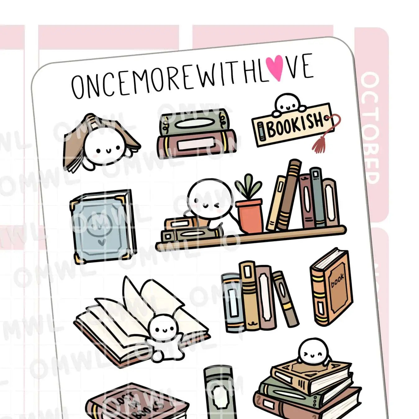 Bookish Large Deco (Once More With Love) Academic, Journal, Stickers, Medical, Custom Stickers