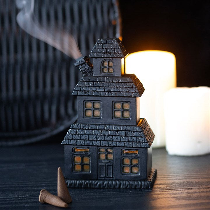 Black Haunted House Incense Cone Holder N/A