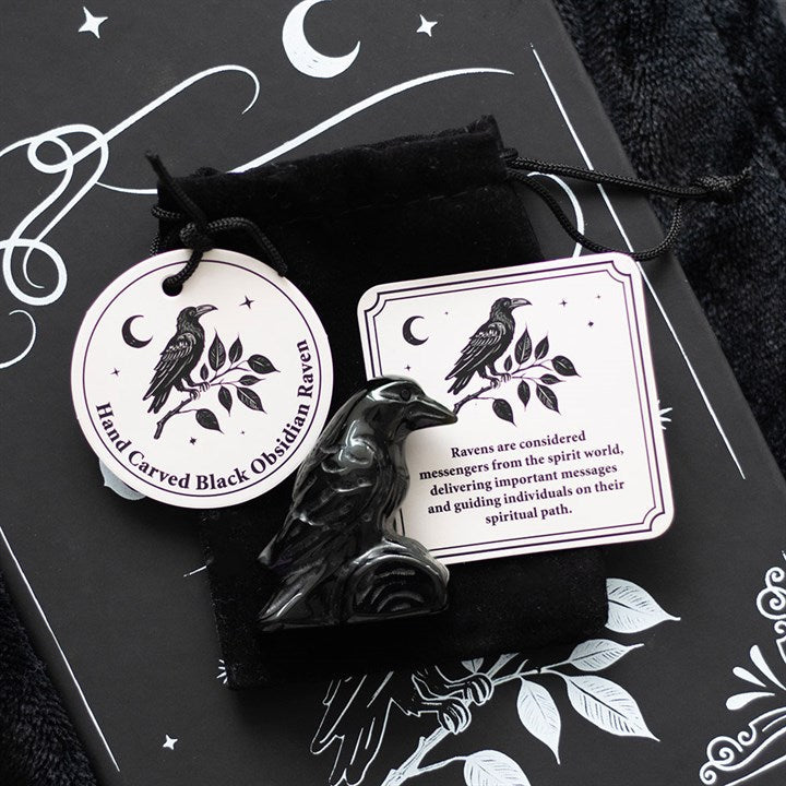 Black Obsidian Raven Ornament in a Bag N/A