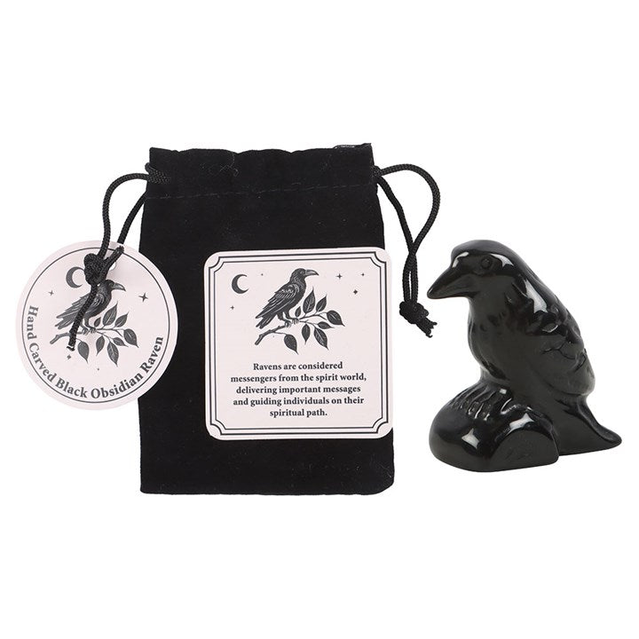 Black Obsidian Raven Ornament in a Bag N/A