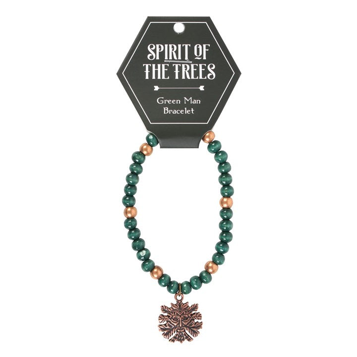 Green Man Wooden Charm Bracelet N/A