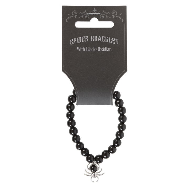 Spider Black Obsidian Beaded Bracelet N/A