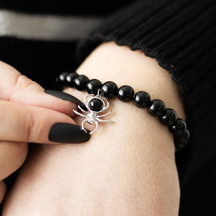 Spider Black Obsidian Beaded Bracelet N/A