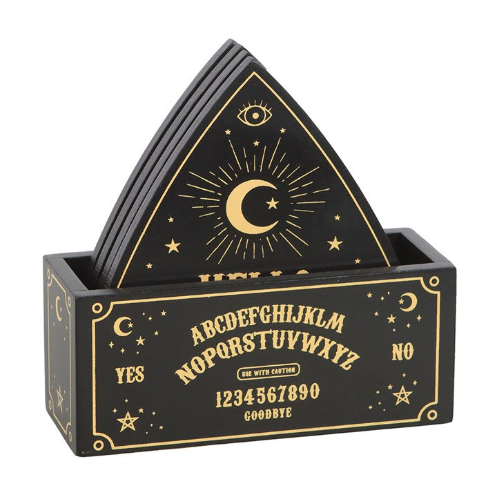 Black Talking Board Planchette Coaster Set N/A