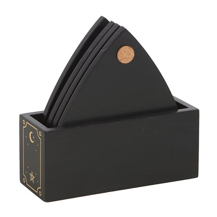 Black Talking Board Planchette Coaster Set N/A