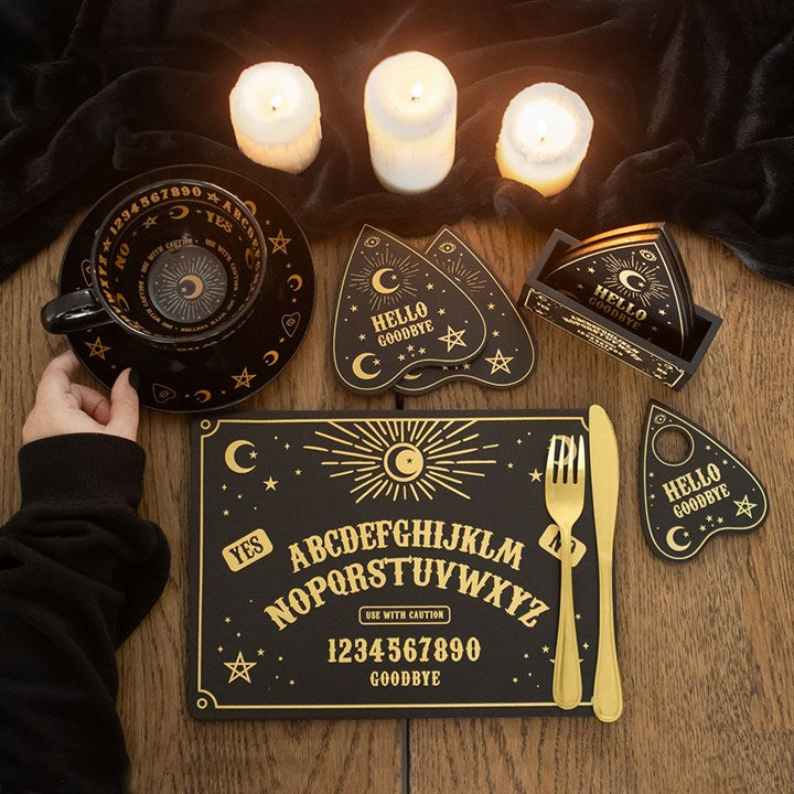 Black Talking Board Planchette Coaster Set N/A