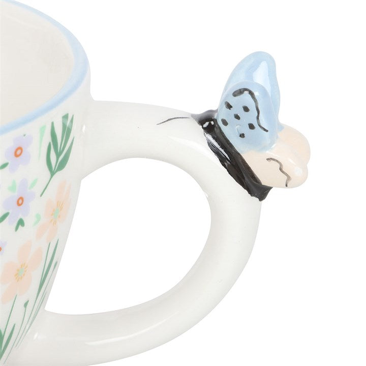Hello Beautiful Ditsy Floral Print Mug with Butterfly N/A