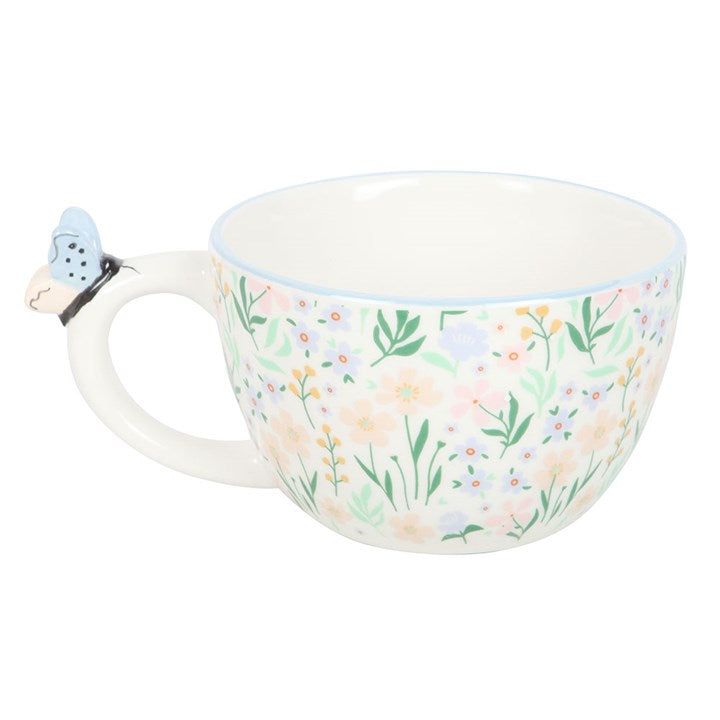 Hello Beautiful Ditsy Floral Print Mug with Butterfly N/A