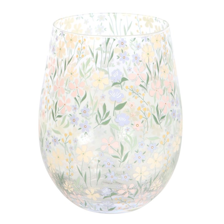 Ditsy Floral Print Stemless Glass N/A